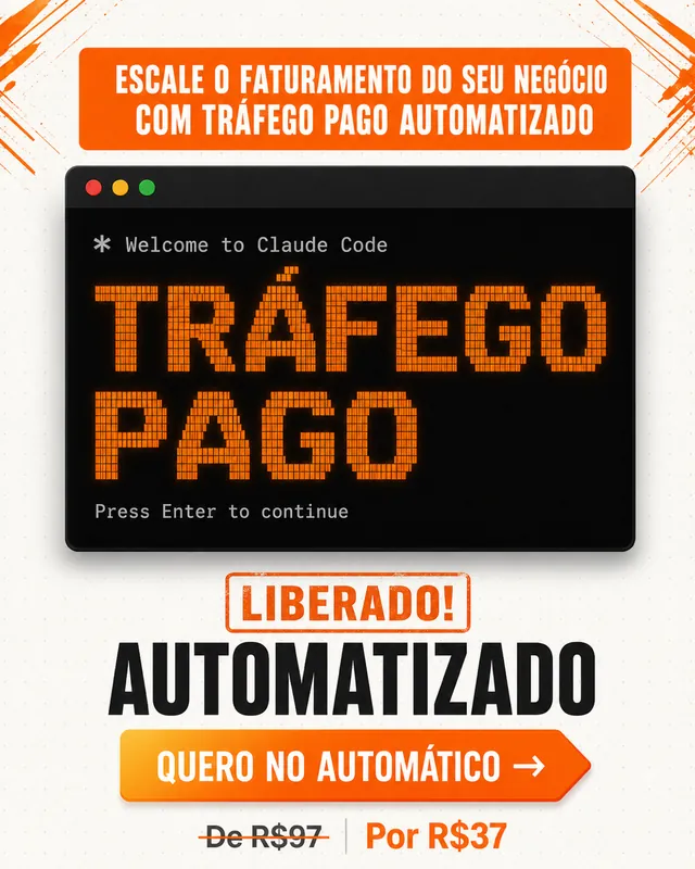 Arte de anúncio em estilo terminal: Tráfego Pago automatizado